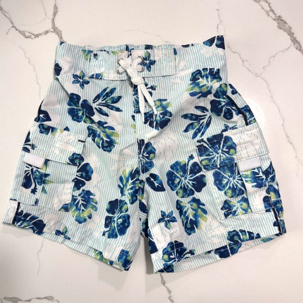 Carter’s Infant Boys Blue Tropical Floral Swim Shorts Trunks 9 Months Hawaiian